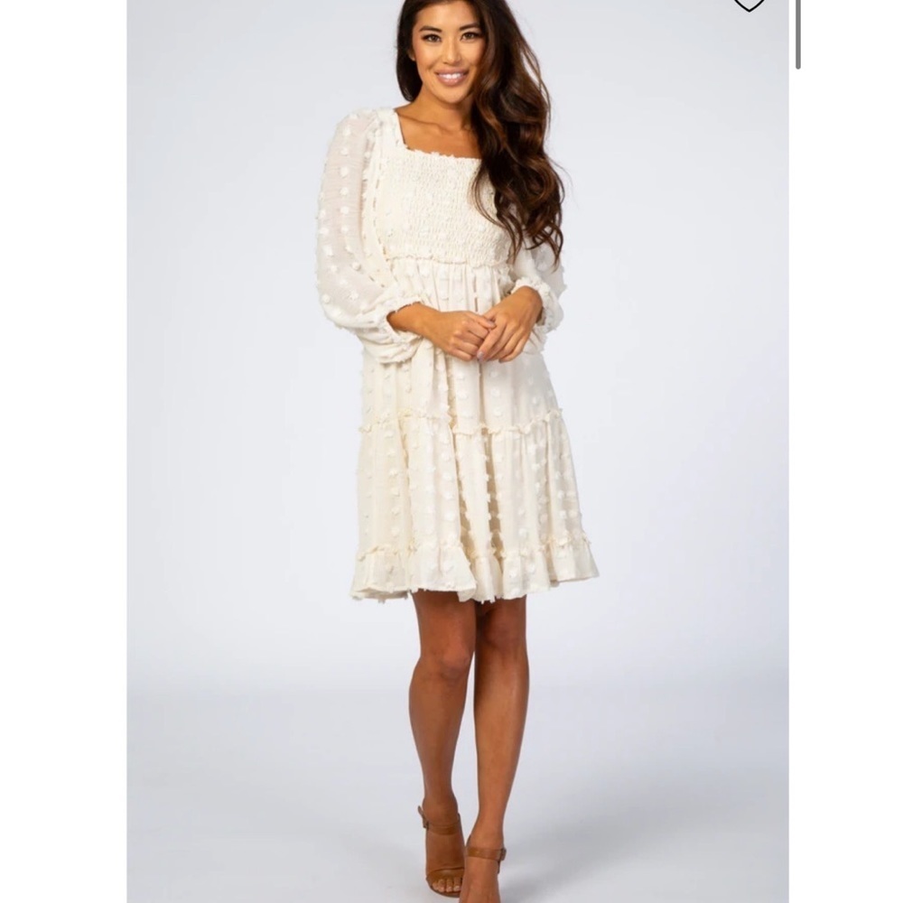 Pinkblush Swiss dot long sleeve dress nwot
